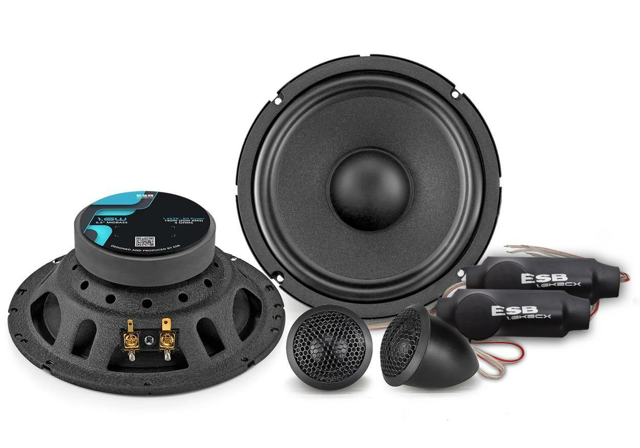 Акустика компонентная ESB 1.6K2X. 16.5 см (6.5 дюйм.), Мощность динамиков 90 Вт (номинальная), 180 Вт (максимальная).