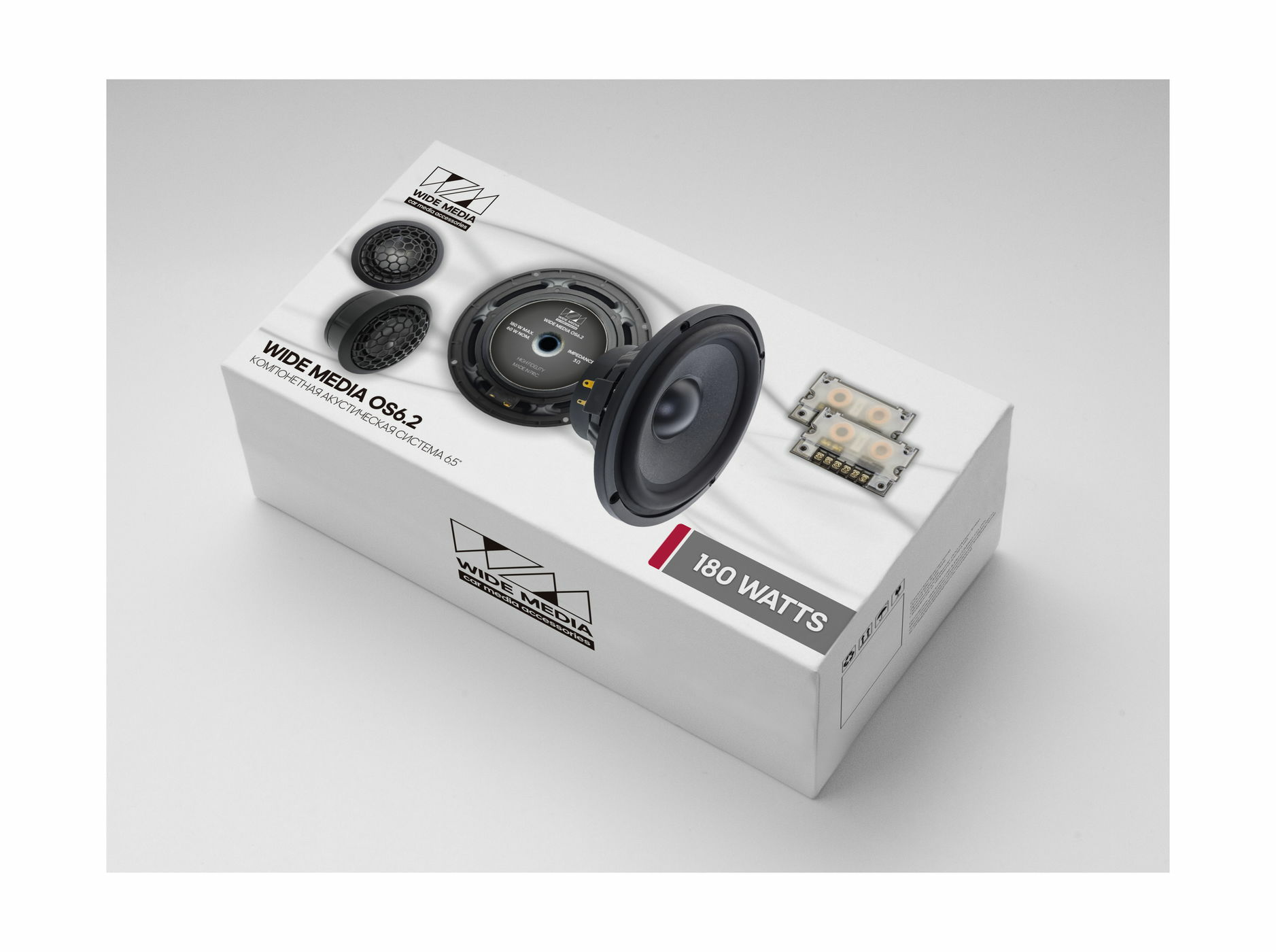 Акустика компонентная Wide Media OS6.2. 16.5 см (6.5 дюйм.), Мощность динамиков 60 Вт (номинальная), 180 Вт (максимальная).