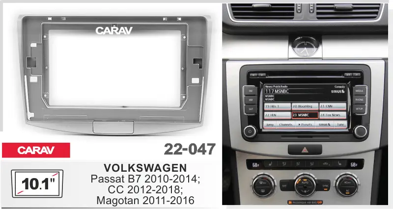 CARAV 22-047 - VOLKSWAGEN Passat B7 2010-14; CC 2012-18; Magotan (2011-16) 10.1