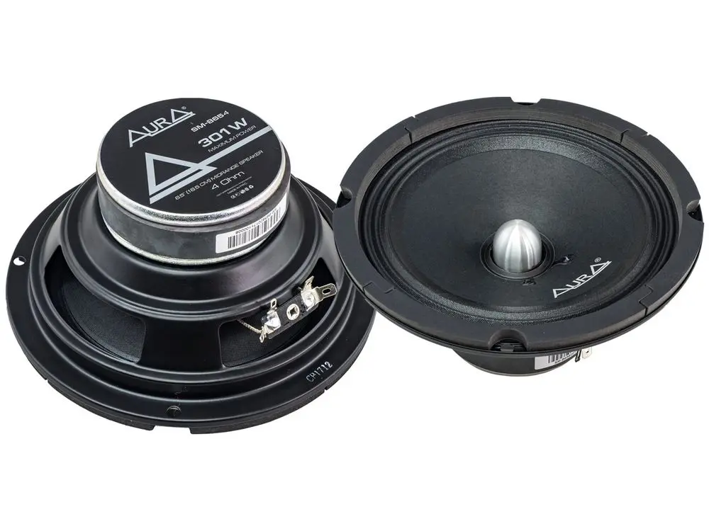 Акустика Среднечастотная АС Aura SM-B654 v2. 16.5 см (6.5 дюйм.), Мощность динамиков 151 Вт (номинальная), 301 Вт (максимальная).