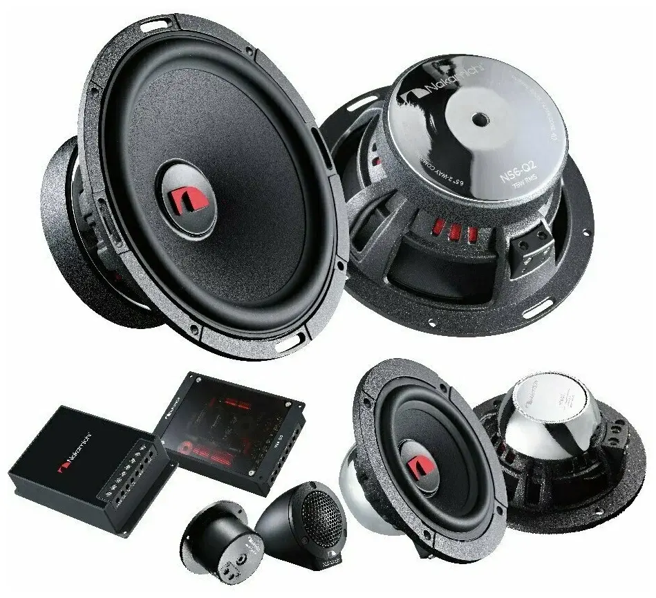 Акустика компонентная Nakamichi NS6-Q3. 16.5 см (6.5 дюйм.), Мощность динамиков 75 Вт / 30 Вт / 20 Вт (номинальная), 150 Вт/ 60 Вт / 40 Вт (максимальная).