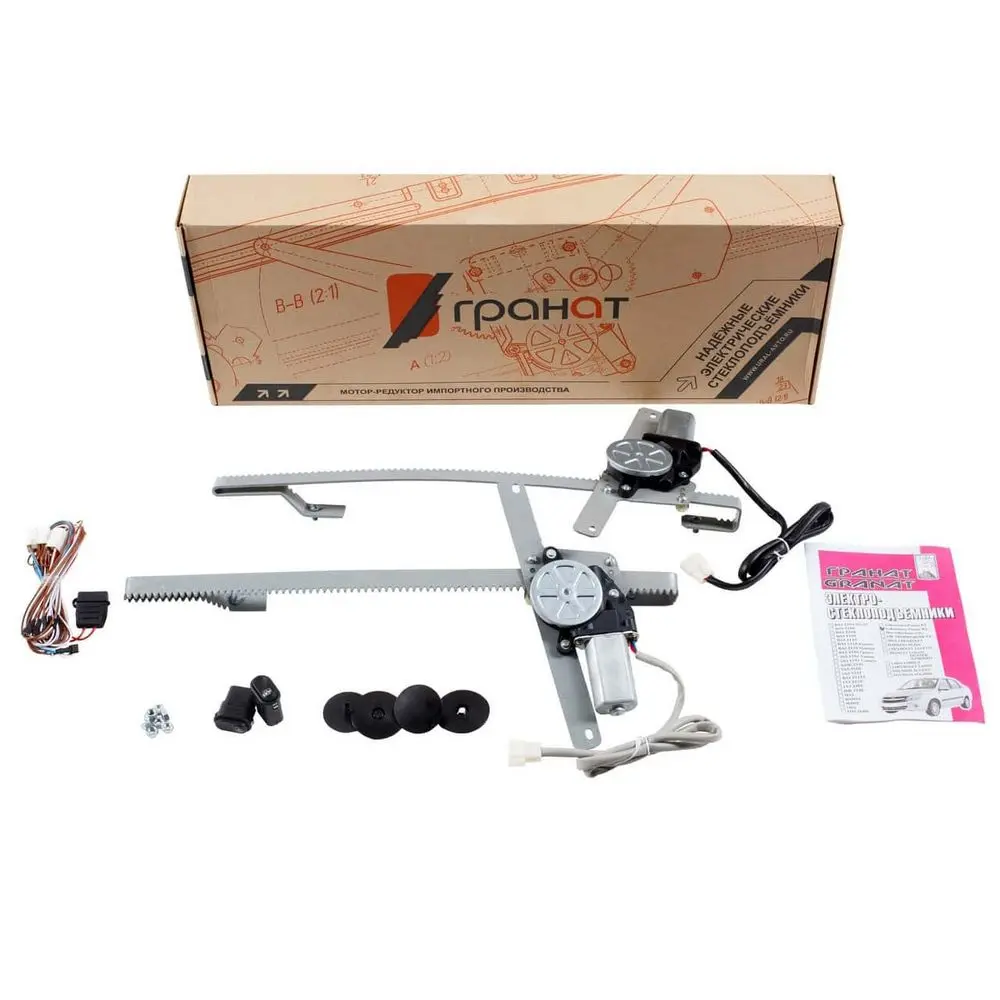 Стеклоподъемники Гранат для VolksWagen Passat B4 <br/>Электрические стеклоподъемники "ГРАНАТ" в передние двери Volkswagen Passat B3 и Passat B4 выпуска с 1988 по 1997 г.г.<br />
<br />
Применяемость на автомобилях<br />
<br />
Volkswagen    Passat III (312)    седан 1988 — 1993<br />
Volkswagen    Passat III Variant (315) универсал 1988 — 1993<br />
Volkswagen    Passat IV (3A2)    седан 1993 — 1996<br />
Volkswagen    Passat IV Variant (3A5) универсал 1993 — 1997<br />
<br />
Особенностью стеклоподъемников "ГРАНАТ" является:<br />
- принцип работы, при котором моторедуктор вместе с обоймой стекла при помощи зубчатого вала перемещается по неподвижной направляющей (рейке) стеклоподъемника;<br />
- при установке электростеклоподъемника в дверь необходимо просверлить два отверстия согласно схеме, приведенной в паспорте.<br />
<br />
Основные преимущества:<br />
- надежная оригинальная конструкция,<br />
- отсутствие перекосов стекол,<br />
- отсутствие изгибающихся элементов гарантирует длительную бесперебойную работу,<br />
- стеклоподъемник комплектуется импортным мотор-редуктором,<br />
- уровень шума 40 – 50 дб (не громче работающего двигателя автомобиля),<br />
- электропривод стеклоподъемника в период установленного ресурса работы специального технического обслуживания не требует.<br />
<br />
Время подъема (опускания), не более 5 сек<br />
Потребляемый ток при номинальном усилии, не более 7,5 А<br />
Ресурс работы 30000 циклов<br />
<br />
Режим работы электростеклоподъемника кратковременный. После десяти подъемов, опусканий стекла в непрерывном режиме рекомендуется делать перерыв в работе не менее 10 мин.<br />
<br />
Комплектность<br />
<br />
Стеклоподъемник - передний правый <br />
Стеклоподъемник - передний левый<br />
Упаковка<br />
Паспорт