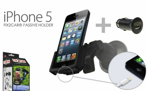 Fix2Car 60197 - Автомобильный держатель с зарядкой для Apple iPhone SE/5/5S, с присоской (без кабеля)