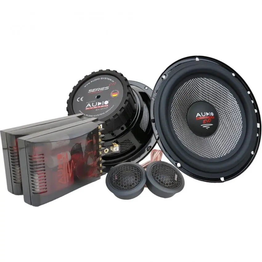 Акустика компонентная Audio System X 165 EVO2. 16.5 см (6.5 дюйм.), Мощность динамиков 110 Вт (номинальная), 150 Вт (максимальная).
