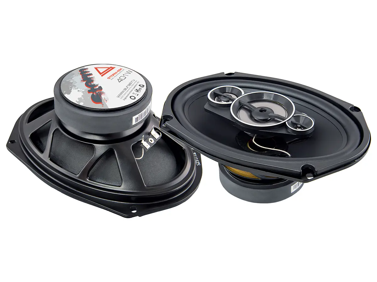 Акустика коаксиальная Aura Storm-694. овальный 15x23 см (6x9 дюйм.), Мощность динамиков 201 Вт (номинальная), 401 Вт (максимальная).