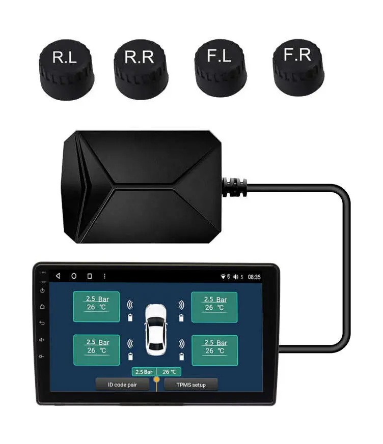 Система контроля давления в шинах Ksize TPMS-02 (4шт, внешние, USB)