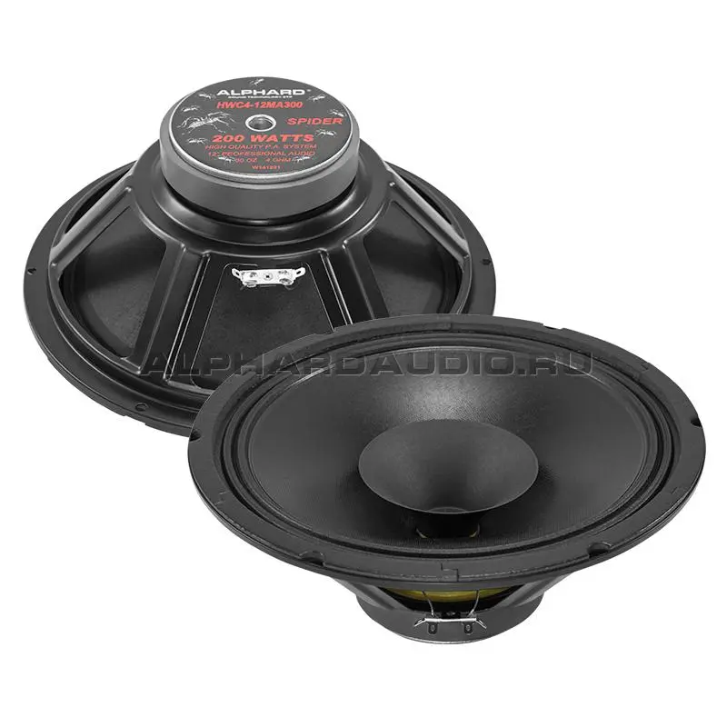 Акустика широкополосная АС Alphard HWC4-12MA300. 30 см (12 дюйм.), Мощность динамиков 100 Вт (номинальная), 200 Вт (максимальная).
