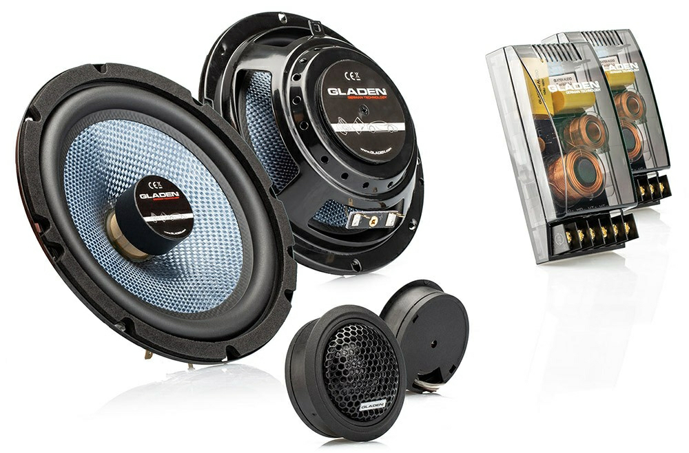 Акустика компонентная Gladen RS 165 SLim. 16.5 см (6.5 дюйм.), Мощность динамиков 2х80 Вт (номинальная), '2х120 Вт (максимальная).