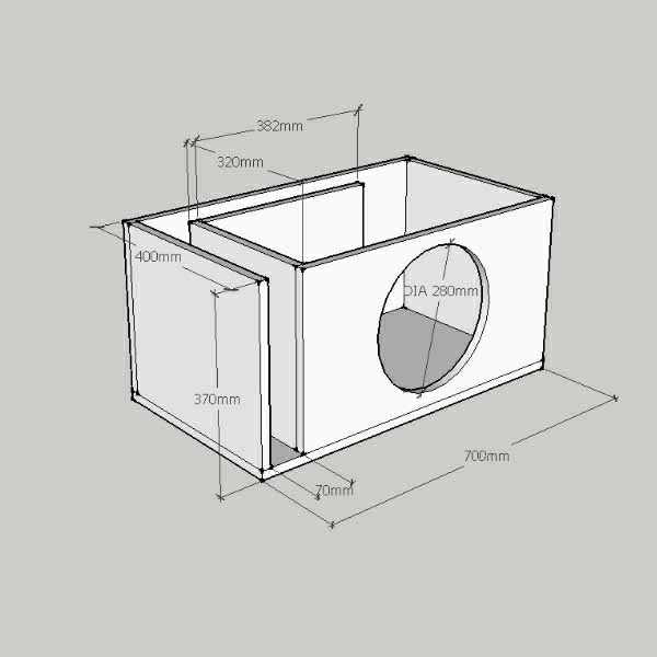 Короб под сабвуфер 12 дюймов (Ф18.12-2) ФИ (щель) 55л - KICX _02