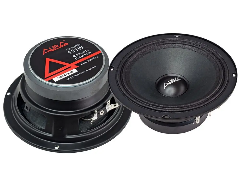 Акустика Среднечастотная АС Aura SM-A658 MKII. 16.5 см (6.5 дюйм.), Мощность динамиков 51 Вт (номинальная), 151 Вт (максимальная).