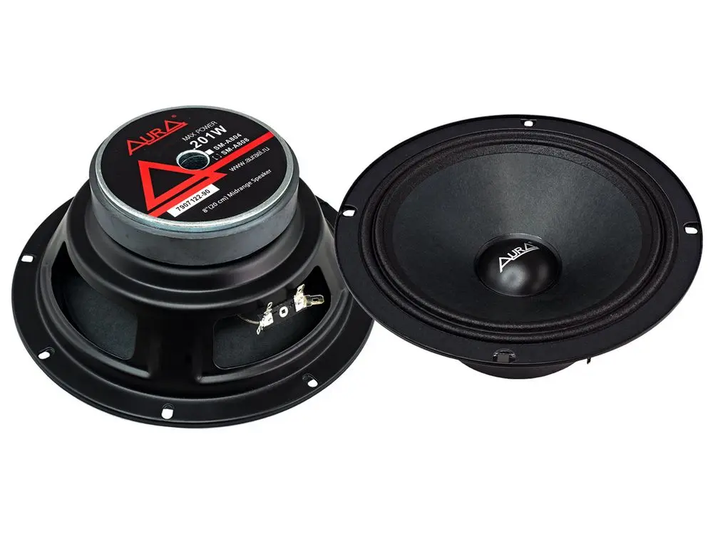 Акустика Среднечастотная АС Aura SM-A808 MKII. 20 см (8 дюйм.), Мощность динамиков 71 Вт (номинальная), 201 Вт (максимальная).