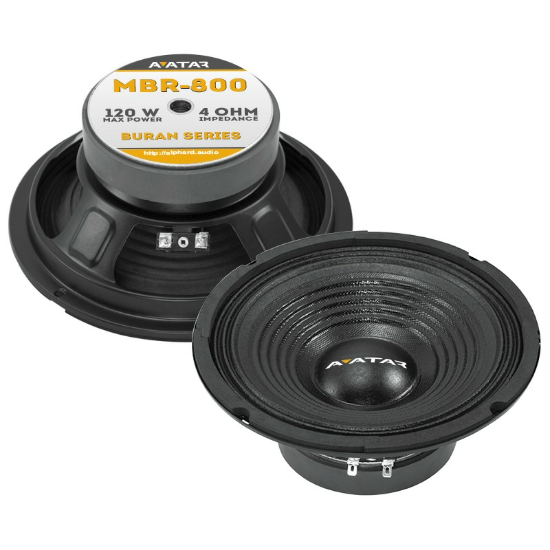 Акустика Мидбас Avatar MBR-800. 20 см (8 дюйм.), Мощность динамиков 60 Вт (номинальная), 120 Вт (максимальная).