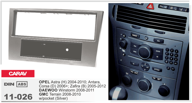 CARAV 11-026 - Opel Astra H, Corsa D, Zafira B (c карманом / Silver) 1-DIN