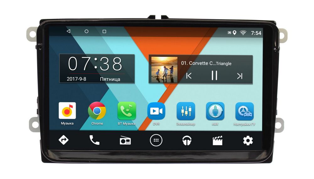 Штатная магнитола VW универсальная Wide Media MT9001MF-1/16 1024*600 (Golf 5,6, Tiguan...)