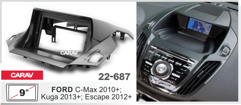 CARAV 22-687 - FORD C-Max 2010+; Kuga 2013+; Escape 2012+ (9")