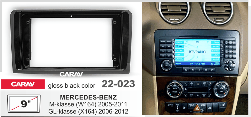 CARAV 22-023 - MERCEDES-BENZ M-klasse (W164) 2005-11; GL-klasse (X164) 2006-12 (глянцевый черный) (9")