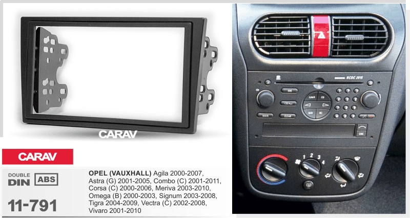 CARAV 11-791 - OPEL Agila 2000-2007, Astra (G) 2001-2005, Combo (C) 2001-2011, Corsa (C) 2000-2006, Meriva 2003-2010, Omega (B) 2000-2003, Signum 2003