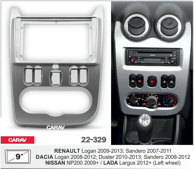 CARAV 22-329 - RENAULT Logan 2009-13; Sandero 2007-11 (9")