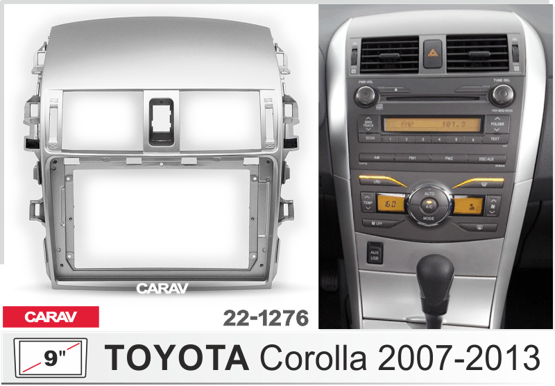 CARAV 22-1276 - TOYOTA Corolla 2007-13 (с воздуховодами) (9")