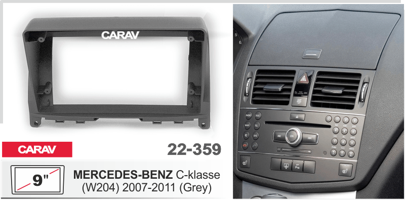 CARAV 22-359 - MERCEDES-BENZ C-klasse (W204) 2007-2011 (серый) (9")